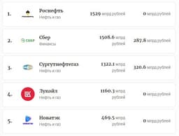 Топ-5 крупнейших компаний России по чистой прибыли image preview