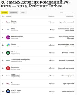 30 самых дорогих компаний Рунета — 2025 image preview